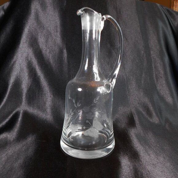 Etched Glass Tall Carafe or Decanter # 21682 - Picture 1 of 6
